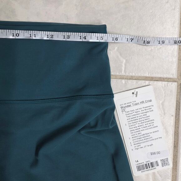 Lululemon Wunder Train HR Crop 23" in Storm Teal - Size 14 - Picture 6 of 7